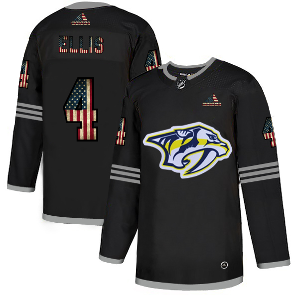 Nashville Predators #4 Ryan Ellis Adidas Men Black USA Flag Limited NHL Jersey->nashville predators->NHL Jersey